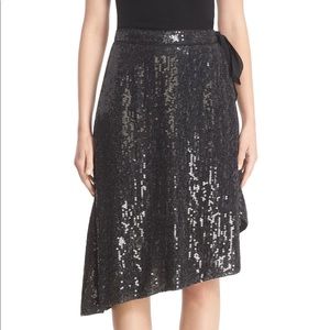 DVF Brenndah Asymmetrical Sequin Wrap Skirt, NWOT